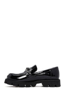 Women's Leather Patent Leather Masculine Loafer | Derimod