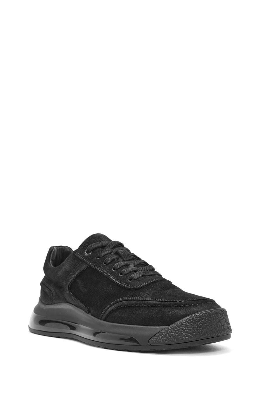 Erkek Siyah Bağcıklı Nubuk Deri Sneaker