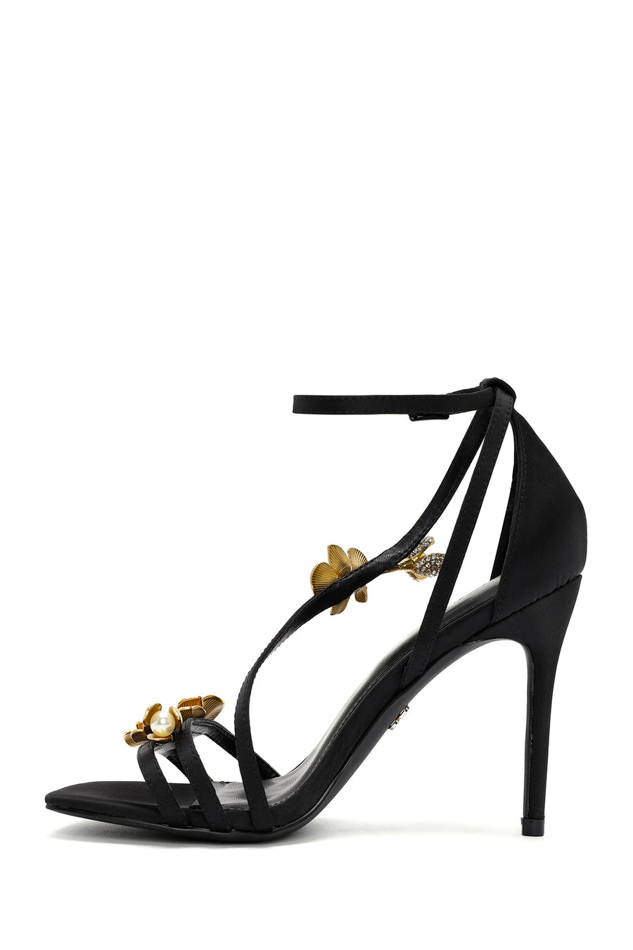 Women's Black Accessory Detailed Thin Heel Sandals