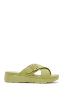 Women's Green Thick Soled Comfort Slippers | Derimod