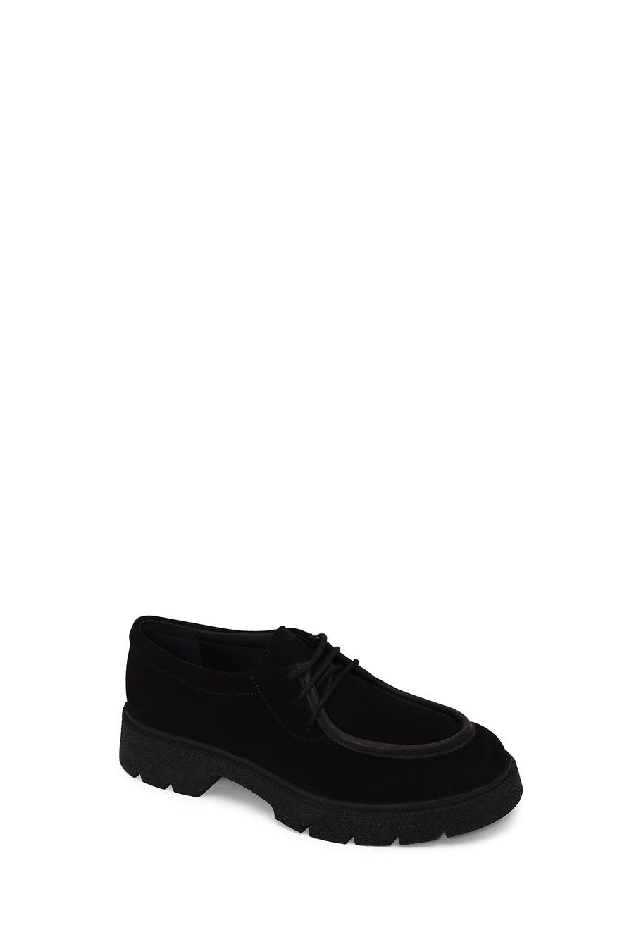 Woman Black Lace-Up Thick-Soled Suede Casual Shoes