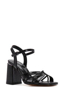 Women's Black Ankle Strap Thick Heeled Sandals | Derimod