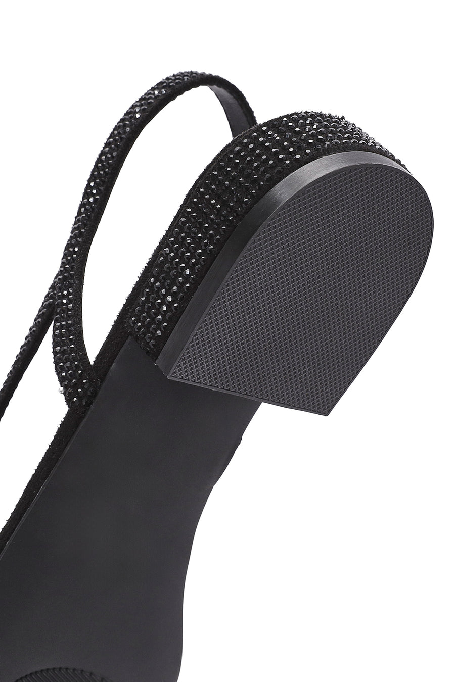 Women's Black Open Back Stoned Ballerinas