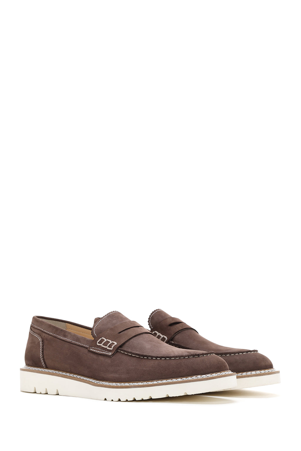 Erkek Vizon Nubuk Deri Casual Loafer