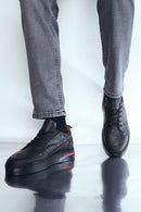 Men's Black Leather Sneaker | Derimod