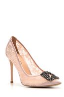 Women's Stone Detailed Lace Leather Stiletto | Derimod