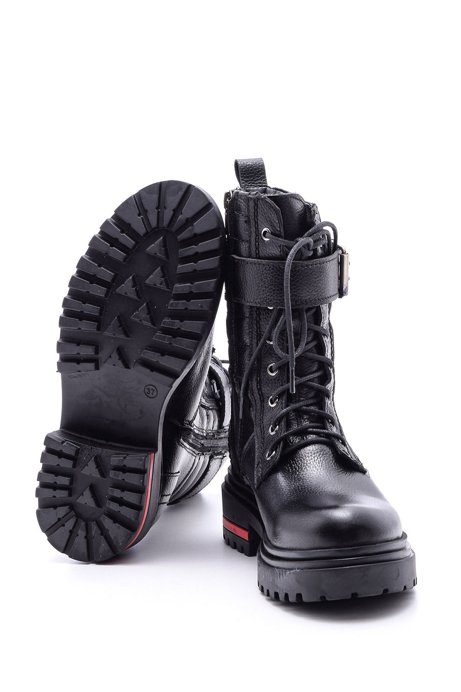 Women's Buckle Leather Boots