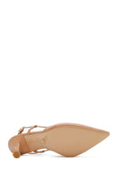Women's Pink Open-Back Heeled Leather Shoes | Derimod