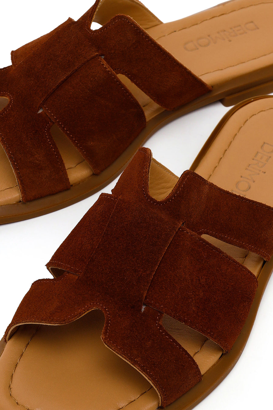 Woman Tan Suede Leather Slippers