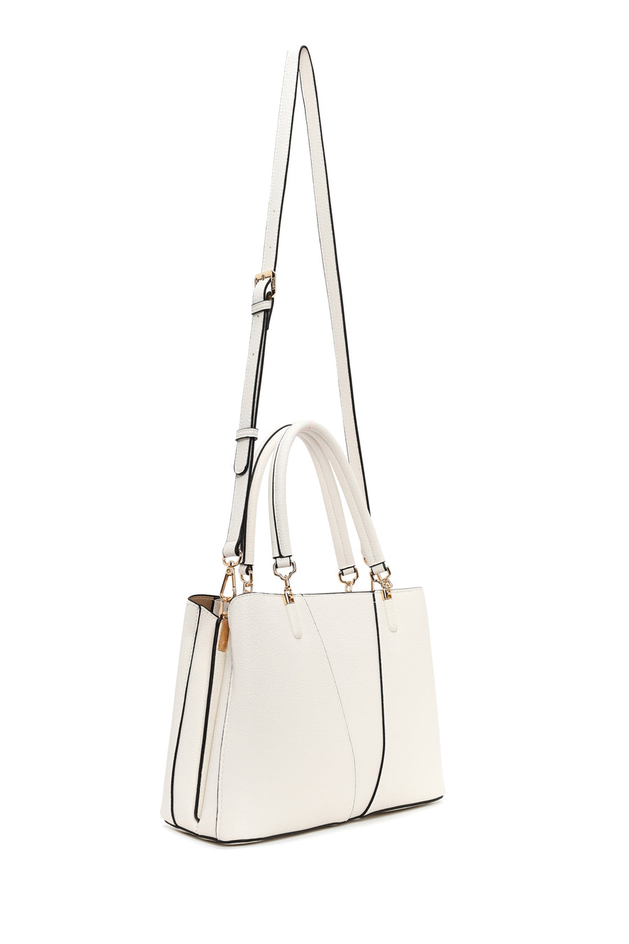Woman Cream Long-Strap Shoulder Bag