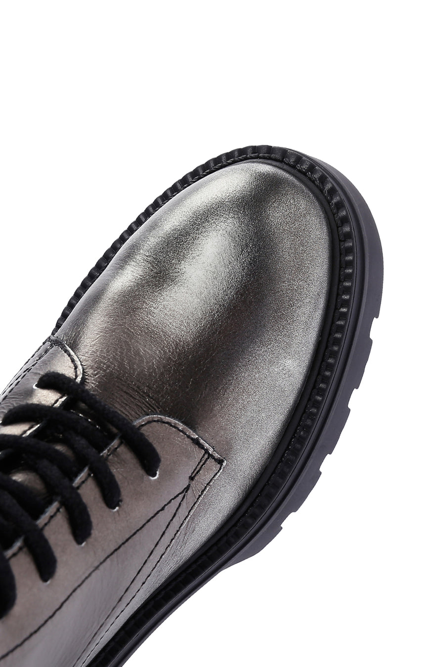 Women's Silver Zippered Leather Boots