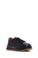 Men's Black Lace-up Thick-Sole Leather Sneaker | Derimod