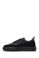 Erkek Siyah Bağcıklı Kalın Tabanlı Deri Sneaker | Derimod