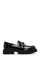 Women's Leather Patent Leather Masculine Loafer | Derimod
