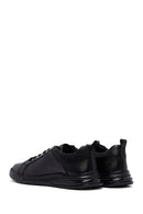 Erkek Siyah Bağcıklı Deri Casual Sneaker | Derimod