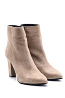 Women's Suede Leather Heeled Boots | Derimod