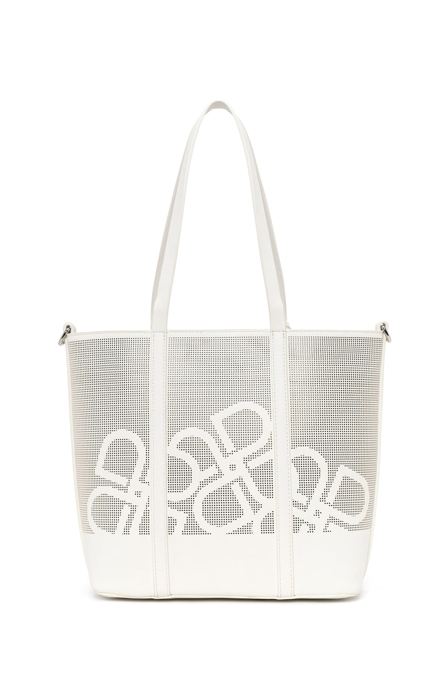 Woman Cream Long-Strap Printed Shoulder Bag