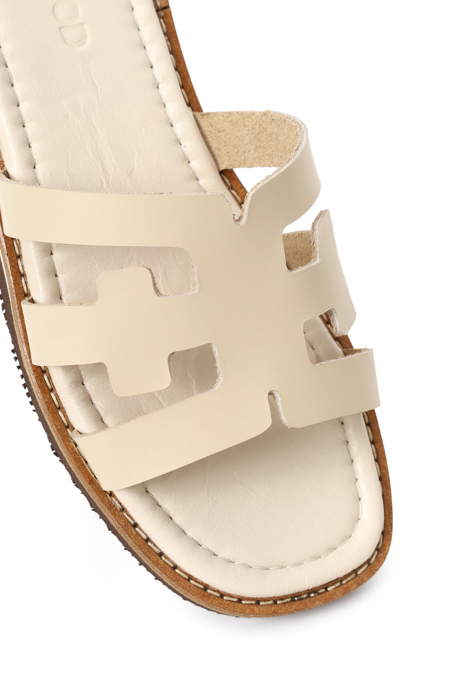 Women's Beige Leather Slippers
