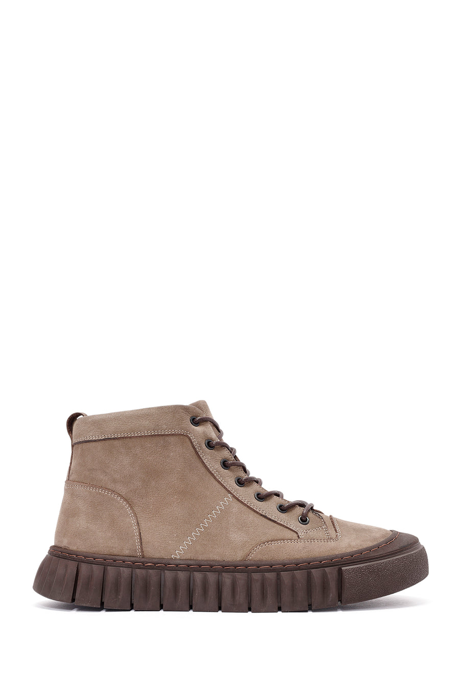 Men's Beige Zippered Lace-Up Nubuck Ankle Leather Boots 24WFD6415V3 | Derimod