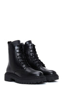 Women's Black Zippered Leather Boots | Derimod