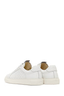 Erkek Beyaz Bağcıklı Desenli Deri Sneaker | Derimod