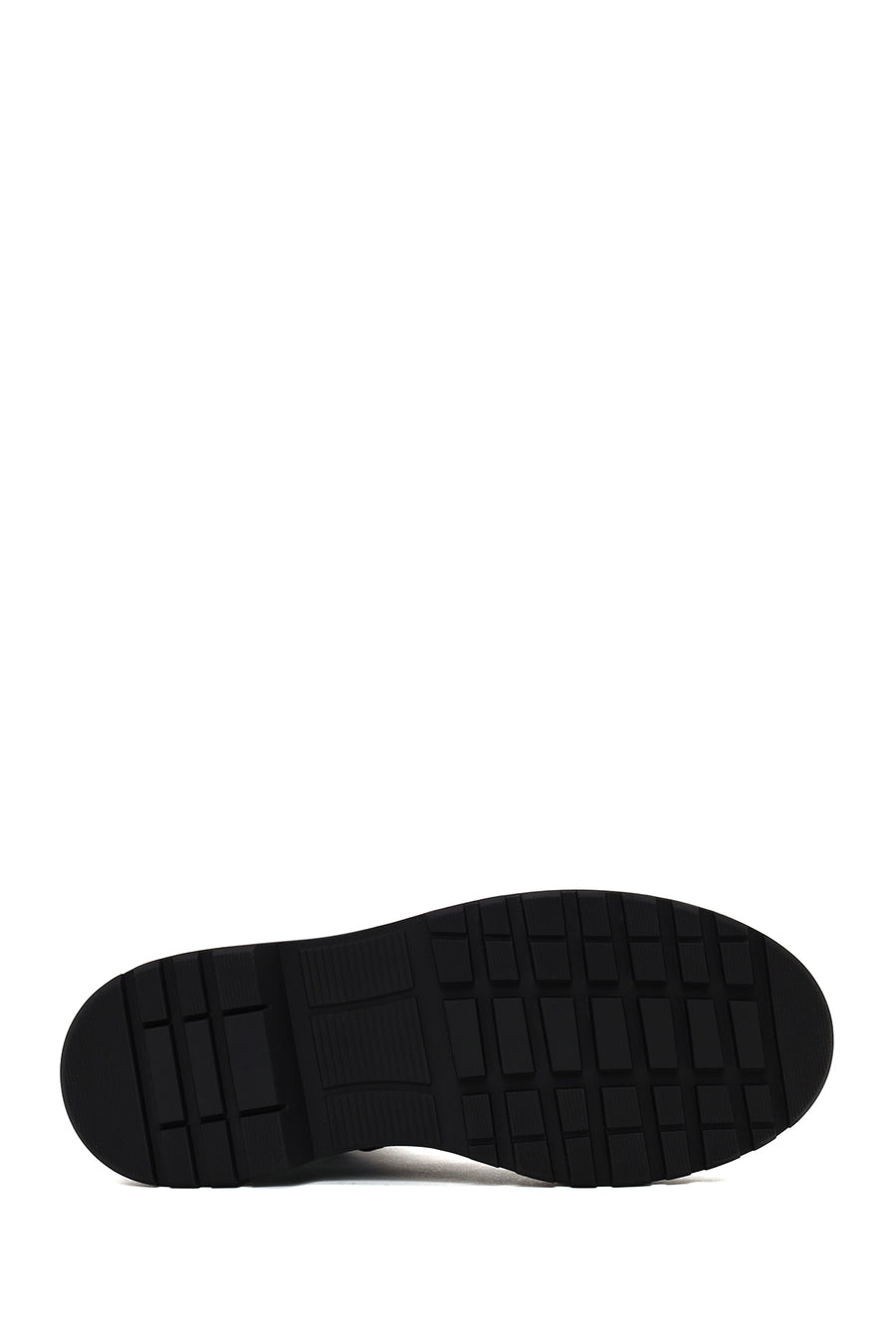 Woman Black Zip Closure Studded Thick-Soled Leather Boots