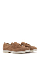 Women's Tan Tassel Suede Masculine Loafer | Derimod