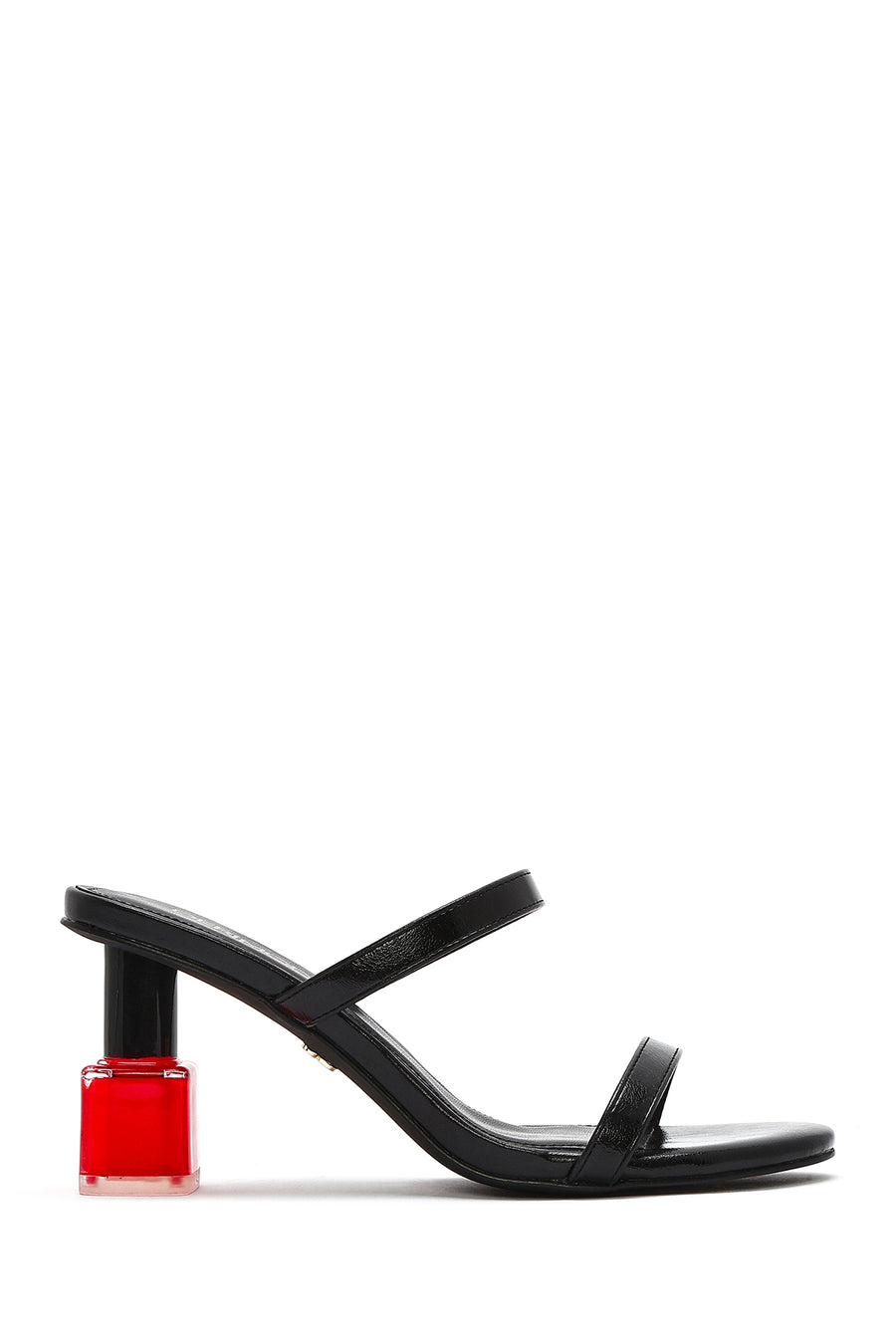 Women's Black Thick Heeled Slippers