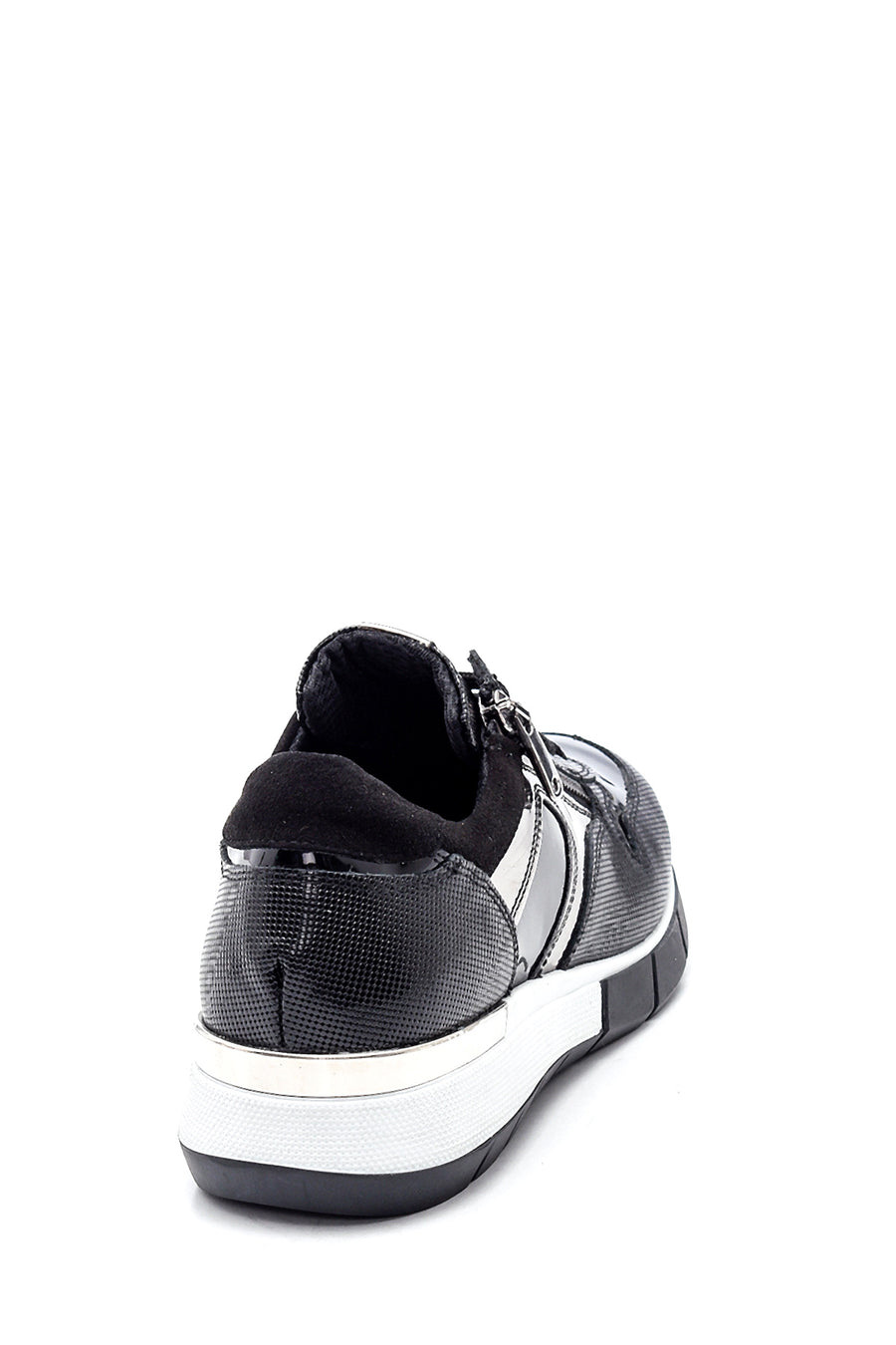 Kadın Deri Fermuar Detaylı Sneaker