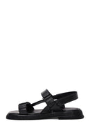 Women's Black Double Strap Leather Comfort Sandals | Derimod