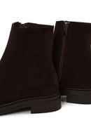 Woman Brown Zip Closure Suede Boots | Derimod