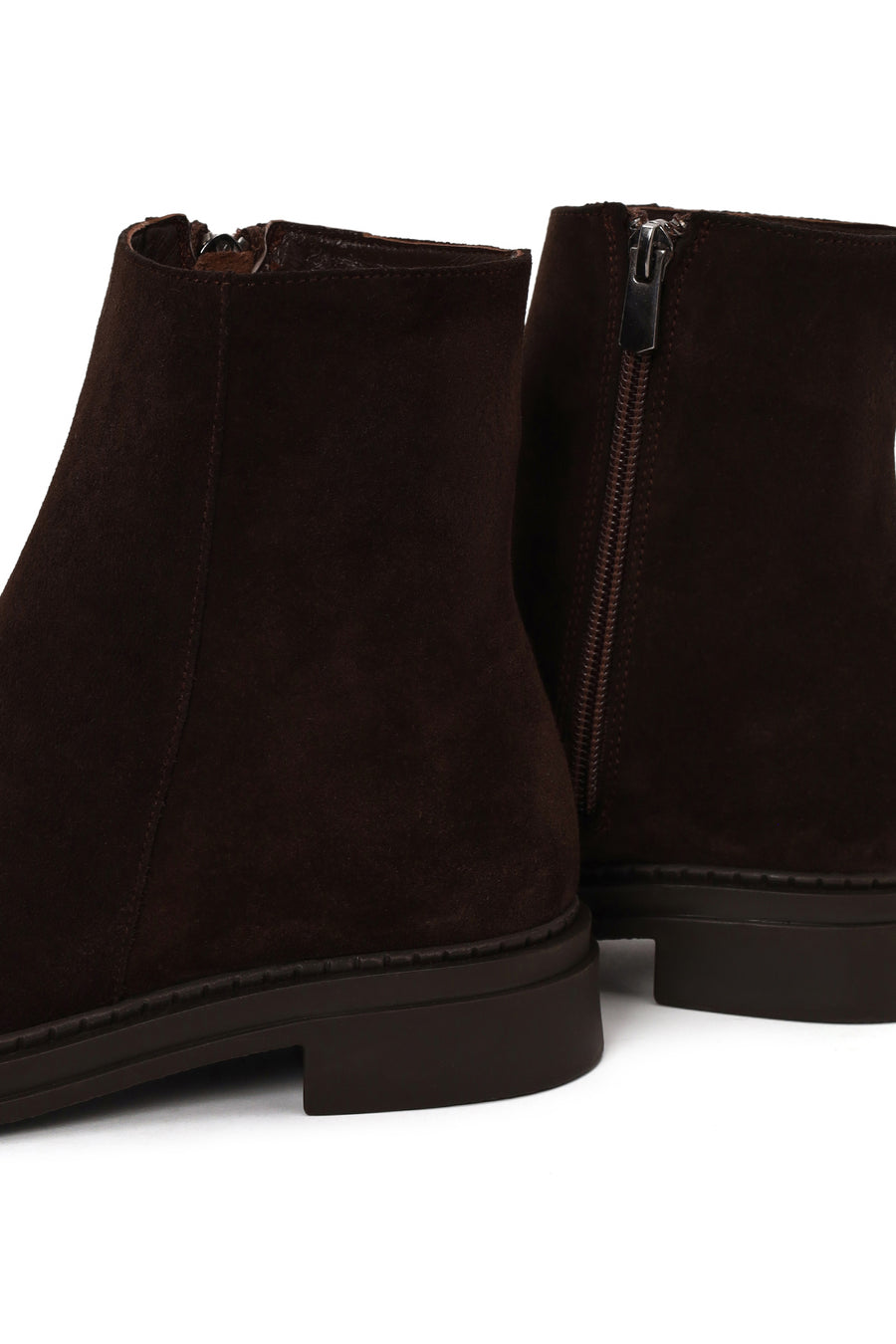 Woman Brown Zip Closure Suede Boots