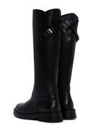 Women's Black Leather Zippered Boots | Derimod