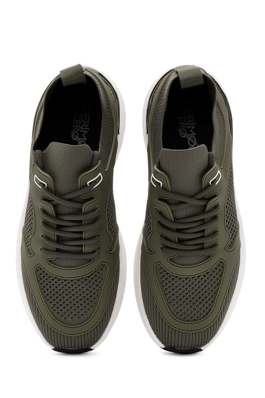 Derimod Zero Men's Green Laced Thick Soled Fabric Sneaker