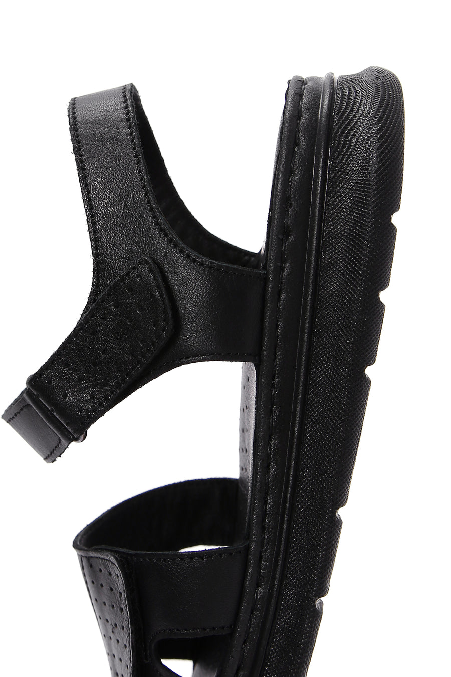 Women's Black Ankle Strap Leather Comfort Sandals