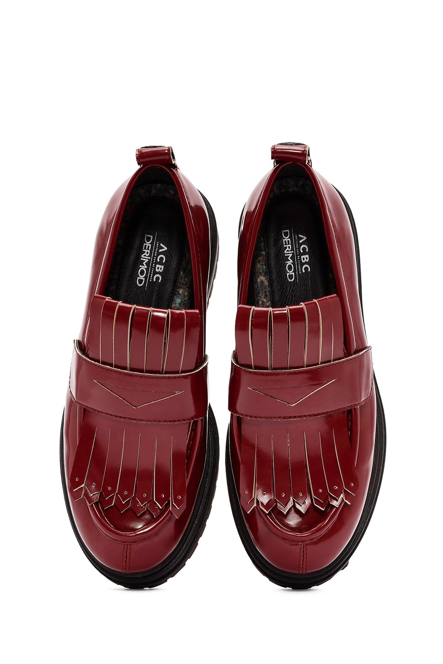 ACBC x Derimod Kadın Bordo Kalın Tabanlı Maskülen Loafer