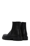 Men's Black Leather Zippered Boots | Derimod