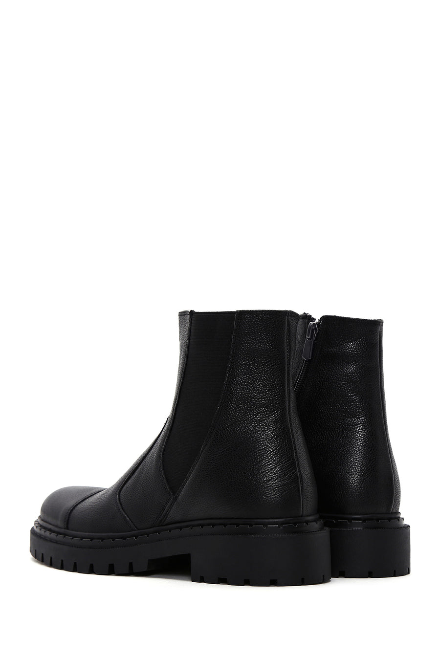 Men's Black Zippered Leather Casual Boots