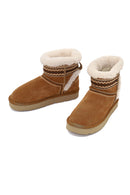 Women's Camel Patterned Fur Detailed Suede Leather Teddy Boot | Derimod