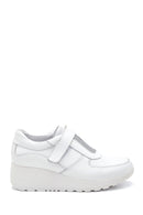 Women's White Leather Wedge Heel Sneaker | Derimod