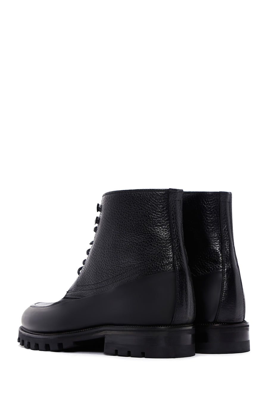 Men's Black Leather Zippered Casual Boots