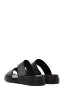 Women's Black Stone Comfort Slippers | Derimod