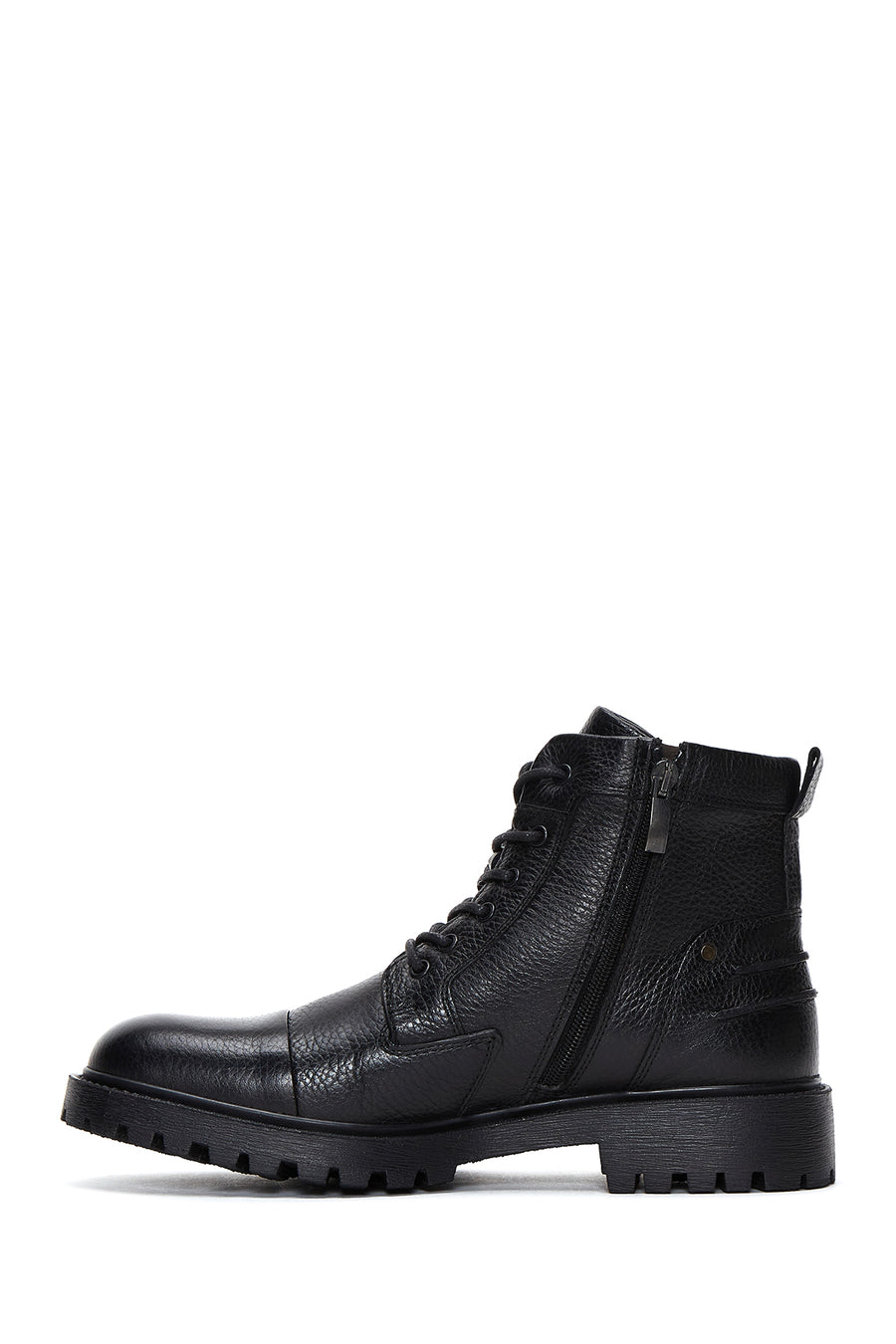Men's Black Leather Boots Flat Boots
