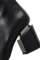 Women's Black Leather Heeled Boots | Derimod