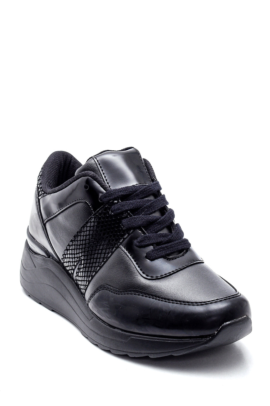 Women's Leather Crocodile Detailed Sneaker