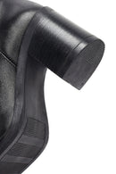 Woman Black Zippered Chunky Heels Leather Boot | Derimod