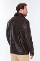 Roberto (Plus) Men's Brown Leather Jacket | Derimod