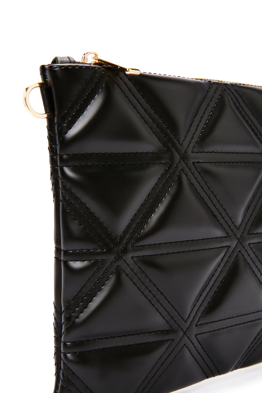 Women's Black Long Chain Strap Quilted Clutch Bag