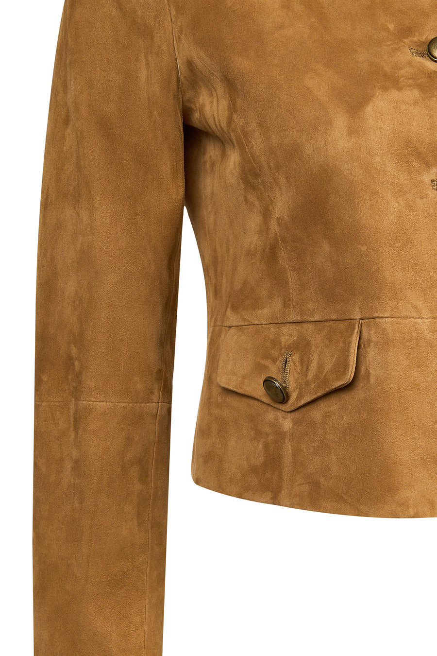 Almira Woman Camel Short Suede Leather Jacket