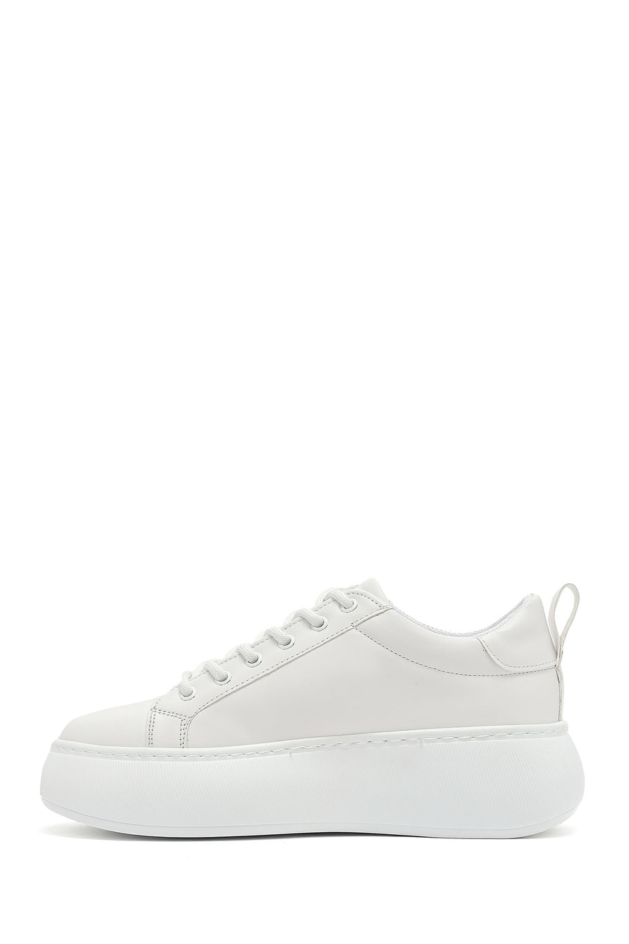 Women's White Lace-Up Thick Soled Sneaker
